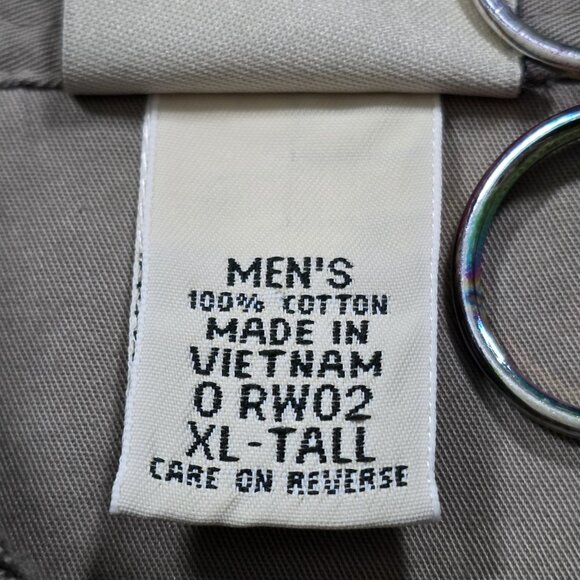 Vtg L.L. Bean Polo Shirt Men XL Tall Beige Herringbone LS Buttons Collar Cottage - Picture 13 of 16